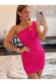 Velvet Sequin One Shoulder Sleeveless Short Homecoming Dress / Prom Dress Bristol
