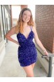 Sleeveless Short Velvet Sequin V-Neck Homecoming Dress / Prom Dress Bristol