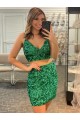 V-Neck Sleeveless Short Velvet Sequin Prom Cocktail Dress Bristol