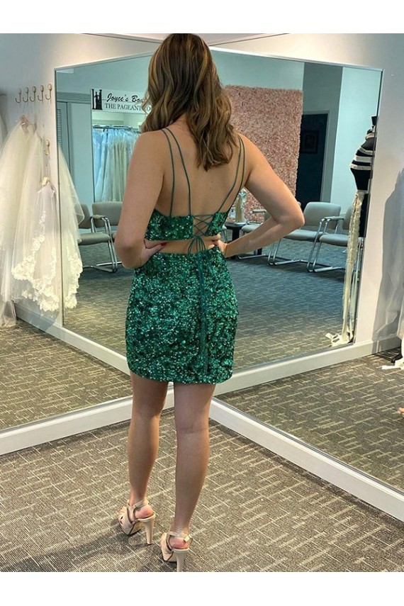 V-Neck Sleeveless Short Velvet Sequin Prom Cocktail Dress Bristol