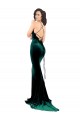 High Neck Formal Stretch Velvet Bridesmaid Dress / Prom Dress with Black Lace Embroidery Bristol