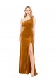 Sleek One Shoulder Long Formal Velvet Bridesmaid Dress / Prom Dress Bristol