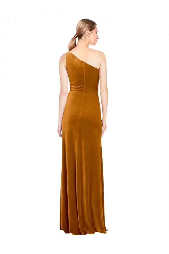 Sleek One Shoulder Long Formal Velvet Bridesmaid Dress / Prom Dress Bristol
