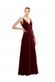 Faux Wrap V-Neck Sleek Long Formal Velvet Bridesmaid Dress / Prom Dress Bristol