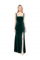 Square Neck Full Length Velvet Bridesmaid Dress / Prom Dress with Side Slit Bristol