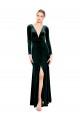 Plunging V-Neckline Long Sleeves Open Back Velvet Bridesmaid Dress / Prom Dress Bristol
