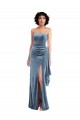 Strapless Formal Velvet Maxi Bridesmaid Dress / Prom Dress with Draped Skirt Bristol