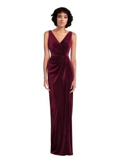 Draped Skirt Faux Wrap Velvet Maxi Bridesmaid Dress / Prom Dress Bristol
