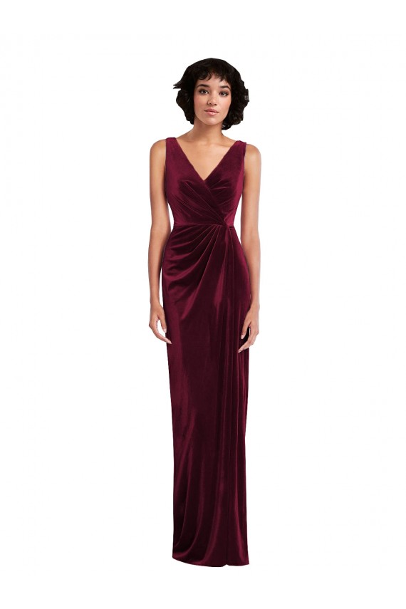 Draped Skirt Faux Wrap Velvet Maxi Bridesmaid Dress / Prom Dress Bristol