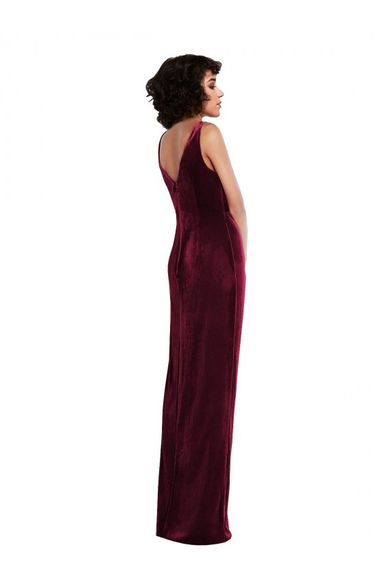 Draped Skirt Faux Wrap Velvet Maxi Bridesmaid Dress / Prom Dress Bristol