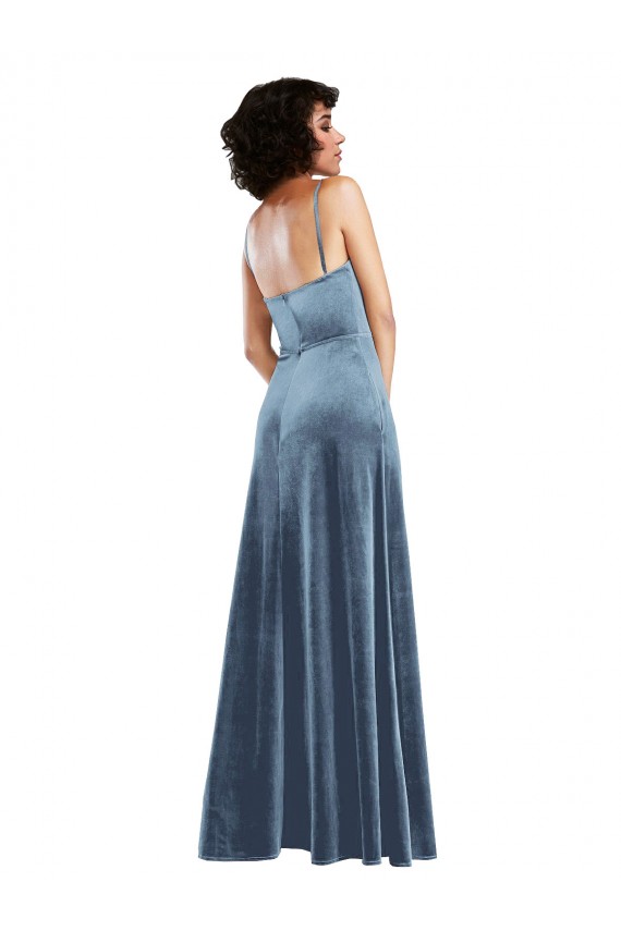 Sleek Cowl Neck Velvet Maxi Bridesmaid Dress / Prom Dress with Pockets Bristol