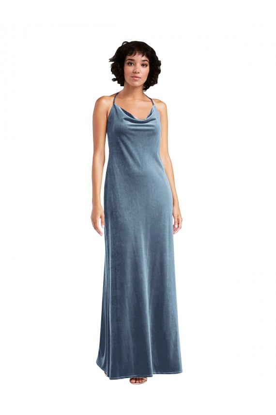 Cowl Neck Velvet Maxi Slip Prom Dress Bristol