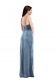 Spaghetti Strap Formal Velvet Maxi Bridesmaid Dress / Prom Dress with Draped Skirt Bristol