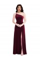 One Shoulder Spaghetti Strap Velvet Maxi Bridesmaid Dress / Prom Dress with Pockets Bristol