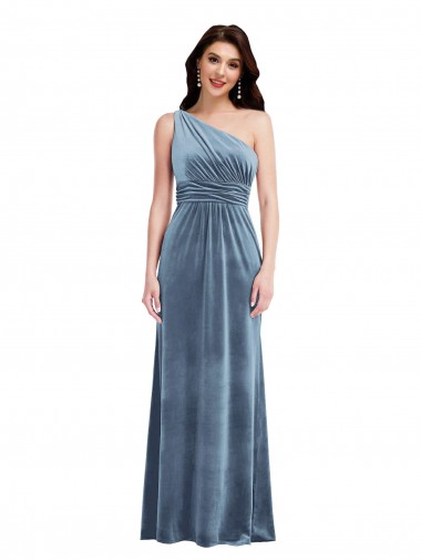 One Shoulder Draped Velvet Maxi Bridesmaid Dress / Prom Dress Bristol
