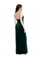Straight Neckline Spaghetti Straps Long Velvet Bridesmaid Dress / Prom Dress with High Side Slit Bristol