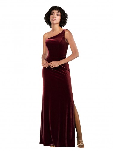 Formal One Shoulder Floor-Length Velvet Bridesmaid Dress / Prom Dress Bristol