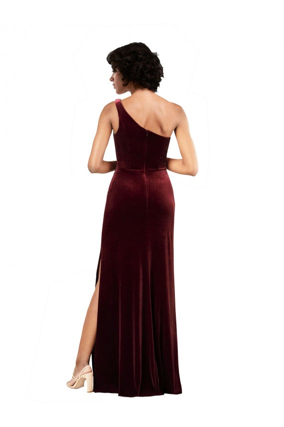 Formal One Shoulder Floor-Length Velvet Bridesmaid Dress / Prom Dress Bristol