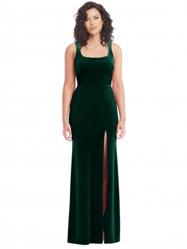 Square Neck Long Velvet Maxi Bridesmaid Dress / Prom Dress Bristol