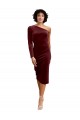 One Shoulder Fitted Short Midi Length Velvet Bridesmaid Dress / Prom Dress Bristol