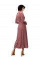Long Sleeve Velvet Faux Wrap Midi Length Bridesmaid Dress / Prom Dress Bristol