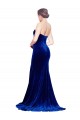 Strapless Ruched Formal Velvet Bridesmaid Dress / Prom Dress with Sweep Train and Front Slit Bristol
