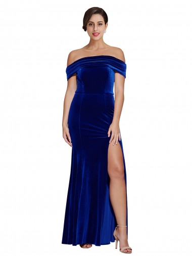 Full Length Long Formal Velvet Bridesmaid Dress / Prom Dress with Side Split Bristol
