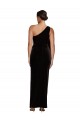 One Shoulder Long Formal Velvet Bridesmaid Dress / Prom Dress with Side Split and Shoulder Tie Bristol